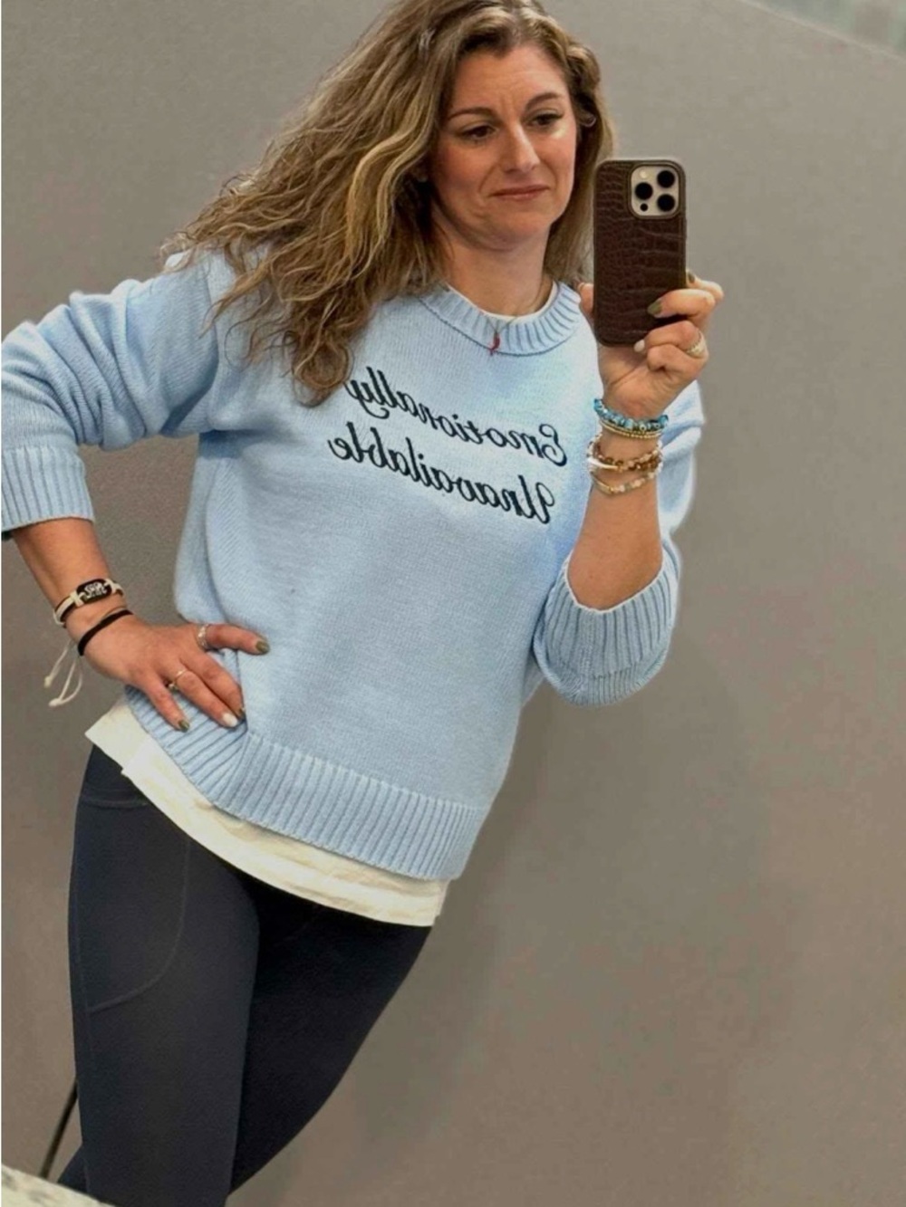 Women’s wild fable Light Blue "Emotionally Unavailable" Crewneck PulloverSweater - Picture 3 of 7